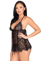 Kvetinová čipkovaná babydoll so šnúrkou — obrázok 3