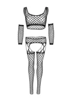 Sieťovaný crop top, podväzkové pančuchy a rukavice — obrázok 7