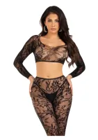 Čipkovaný crop top a pančuchy bez nôh — obrázok 4