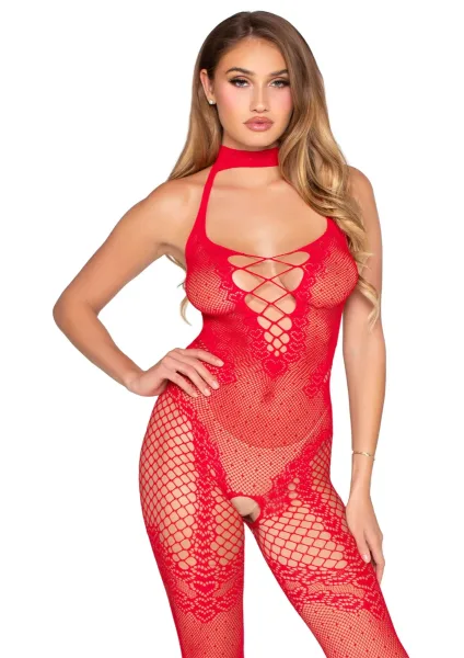Dotted Net Crotchless Bodystocking